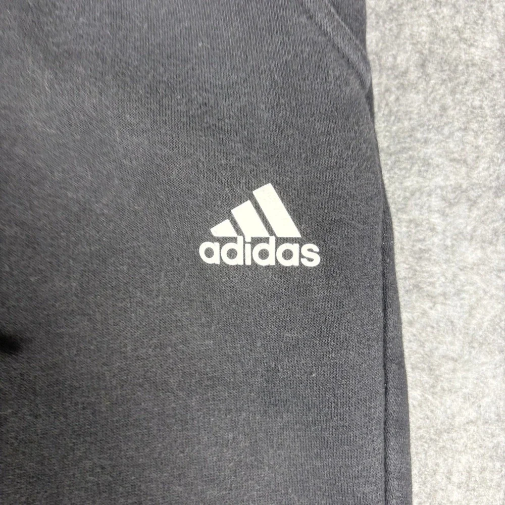 Adidas Mens Fleece Joggers Black Sweatpants Tapered Logo Pants Size M 206